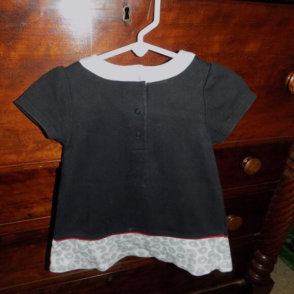 GYMBOREE Black Knit Gray Leopard Print Dress 6-12M Fall Kitty Animal Print - Picture 2 of 6